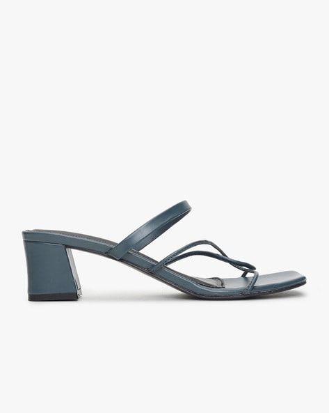 Navy strappy discount sandals mid heel