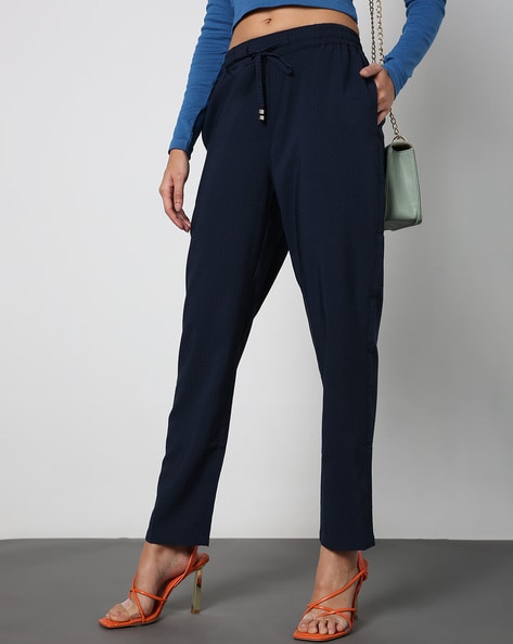 Go Colors Women Solid Rayon Mid Rise Ponte Pants  Navy Blue Buy Go Colors  Women Solid Rayon Mid Rise Ponte Pants  Navy Blue Online at Best Price in  India  Nykaa