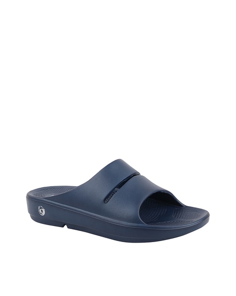 Navy blue best sale slides womens