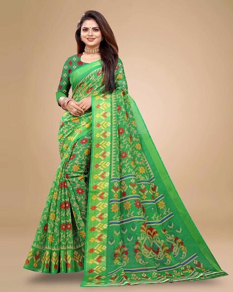 Buy ajmera fashion Embroidered, Printed Bollywood Cotton Silk Brown Sarees  Online @ Best Price In India | Flipkart.com