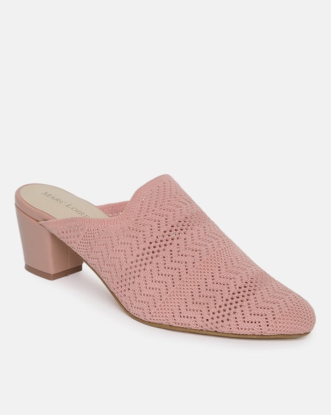 Pointed Toe Block Heeled Mules