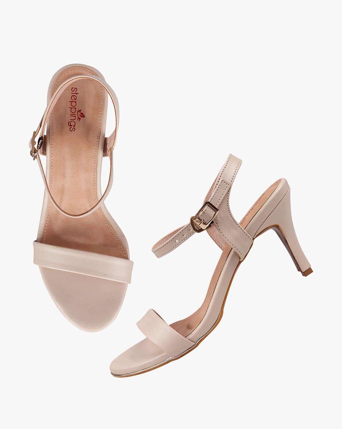 Cream-colored women's sandals with a platform and stable block heels -  BRAVOMODA