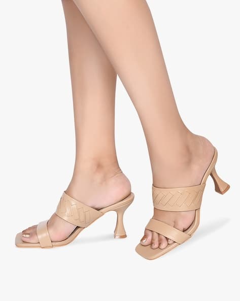 Dual-Strap Square-Toe Kitten Heels