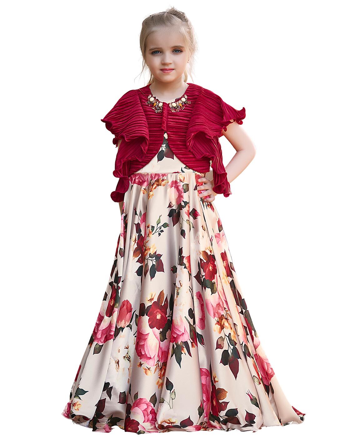 Buy Red Floral Gown for Girls Online