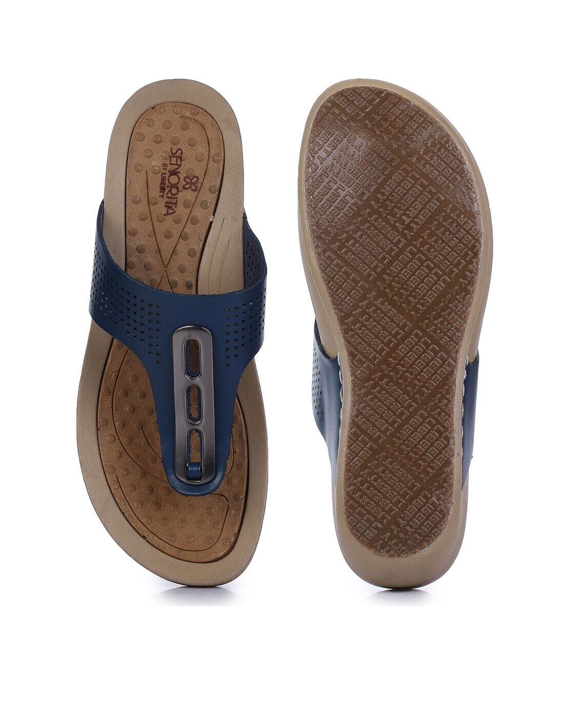 T Strap Flip Flops with Perforation