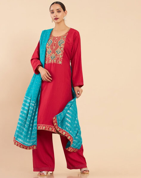 Embellished Unstitched Dress Material Price in India