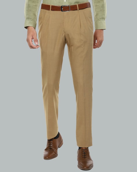 Buy Louis Philippe Men Grey Slim Fit Textured Flat Front Formal Trousers  online