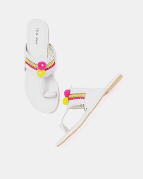 white kolhapuri chappal