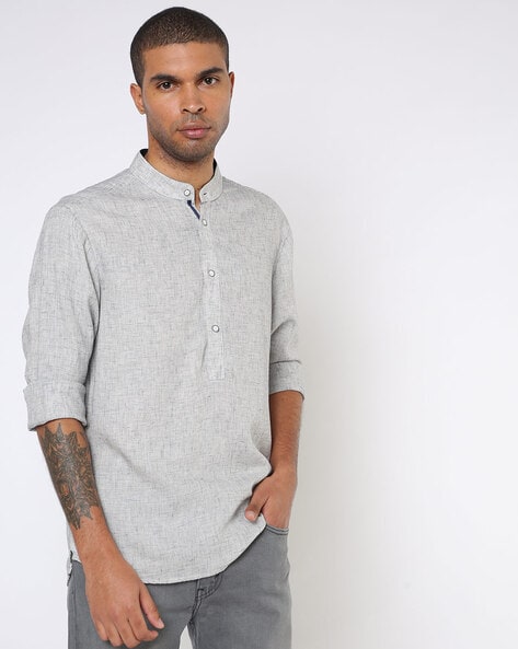 Heathered Slim Fit Short Kurta