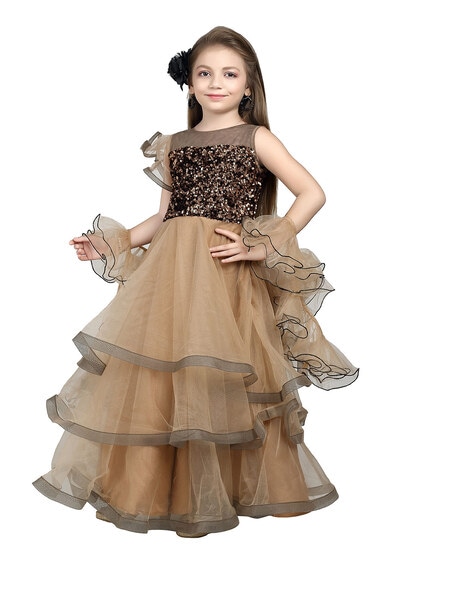 Buy Blue Net Layers Gown for Girls Online