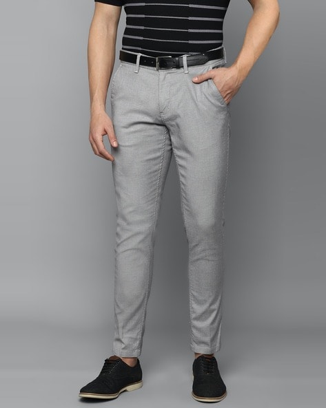 Buy Men Grey Slim Fit Textured Casual Trousers Online  720554  Allen Solly