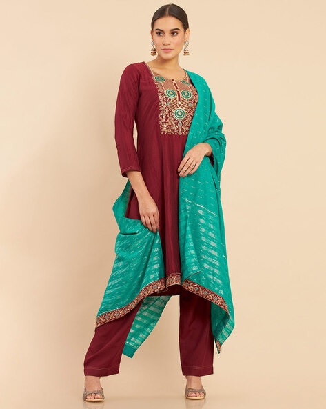 Embellished Unstitched Dress Material Price in India