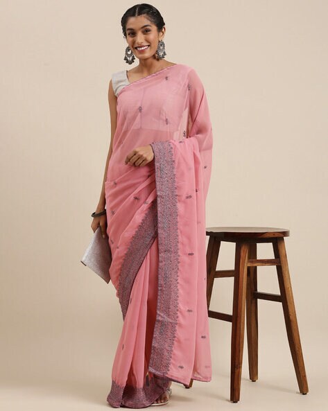 Buy Sareez House Women Pink Applique Chiffon Daily Wear Saree (L  Kanchi-Pinkk P) Online at Best Prices in India - JioMart.
