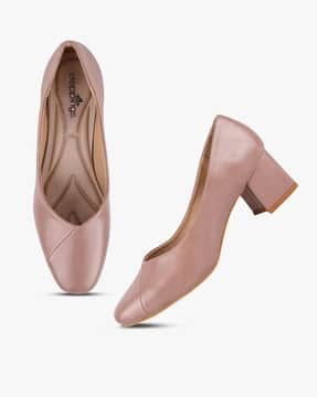 Square-Toe Block Heeled Pumps