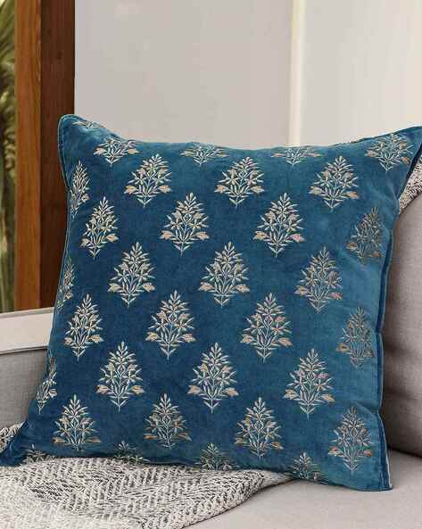 Blue hotsell embroidered cushions