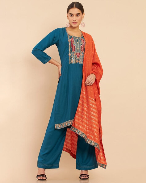 Embellished Unstitched Dress Material Price in India