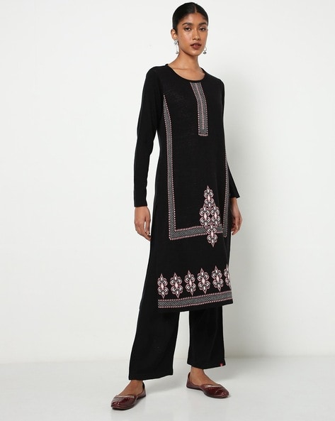 Buy Pink Panelled A-line Winter Kurta Online - W for Woman