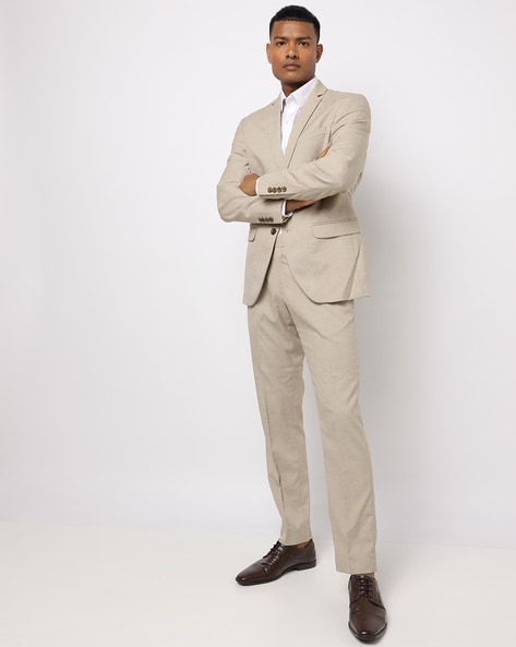 Beige Wool-blend jacquard straight-leg suit trousers | Etro | MATCHES UK