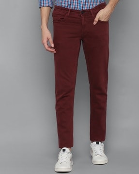 maroon colour jeans pant