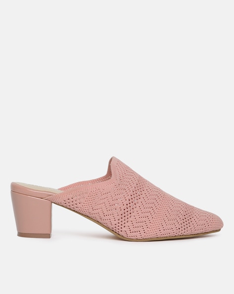 Pointed Toe Block Heeled Mules