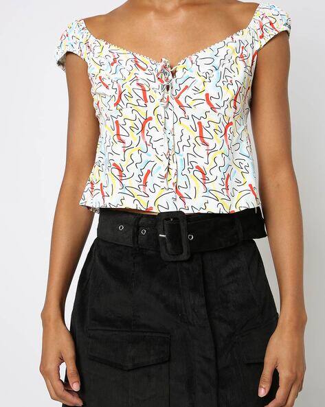 Geometric Print Crop Top view 3