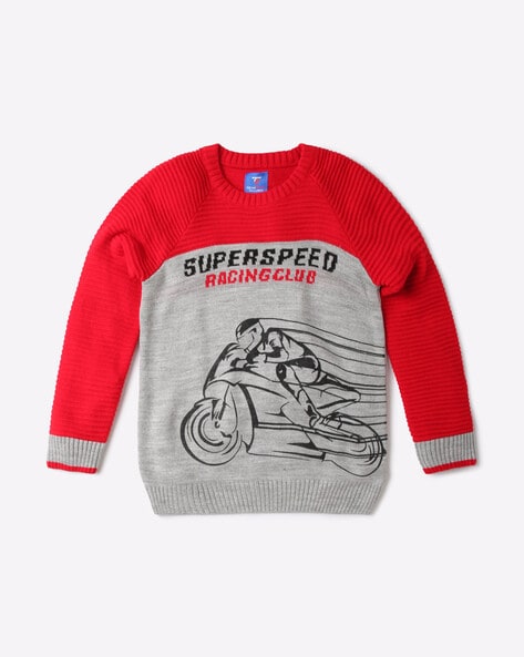 Graphic crew best sale neck sweaters