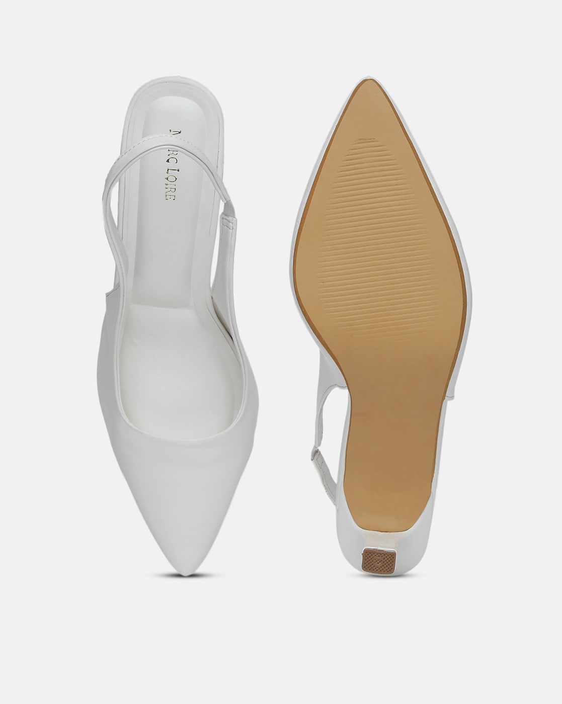 OFFICE Manhattan Slingback Point Court Heels Off White Leather - Mid Heels