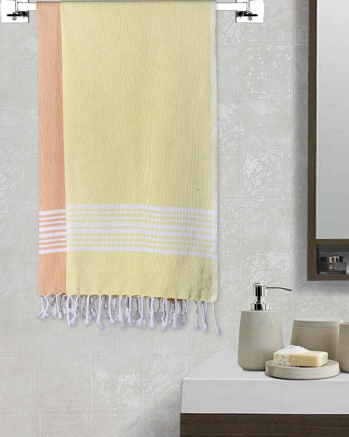 Yellow and gray towel sets hot sale