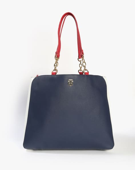Colourblock Tote Bag with Chain Strap
