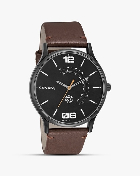 Sonata Quartz Analog Leather Strap Watch for Men