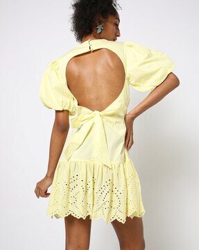 yellow backless dress