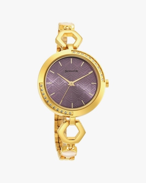 Sonata Wedding Quartz Analog Champagne Dial Metal Strap Watch for Women