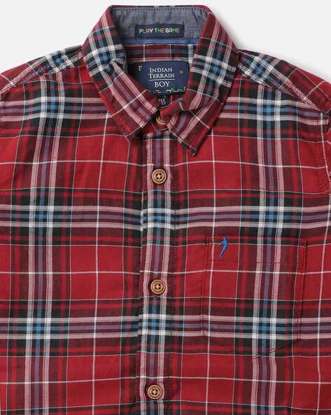 Checked Shirt with Embroidered Logo view 3