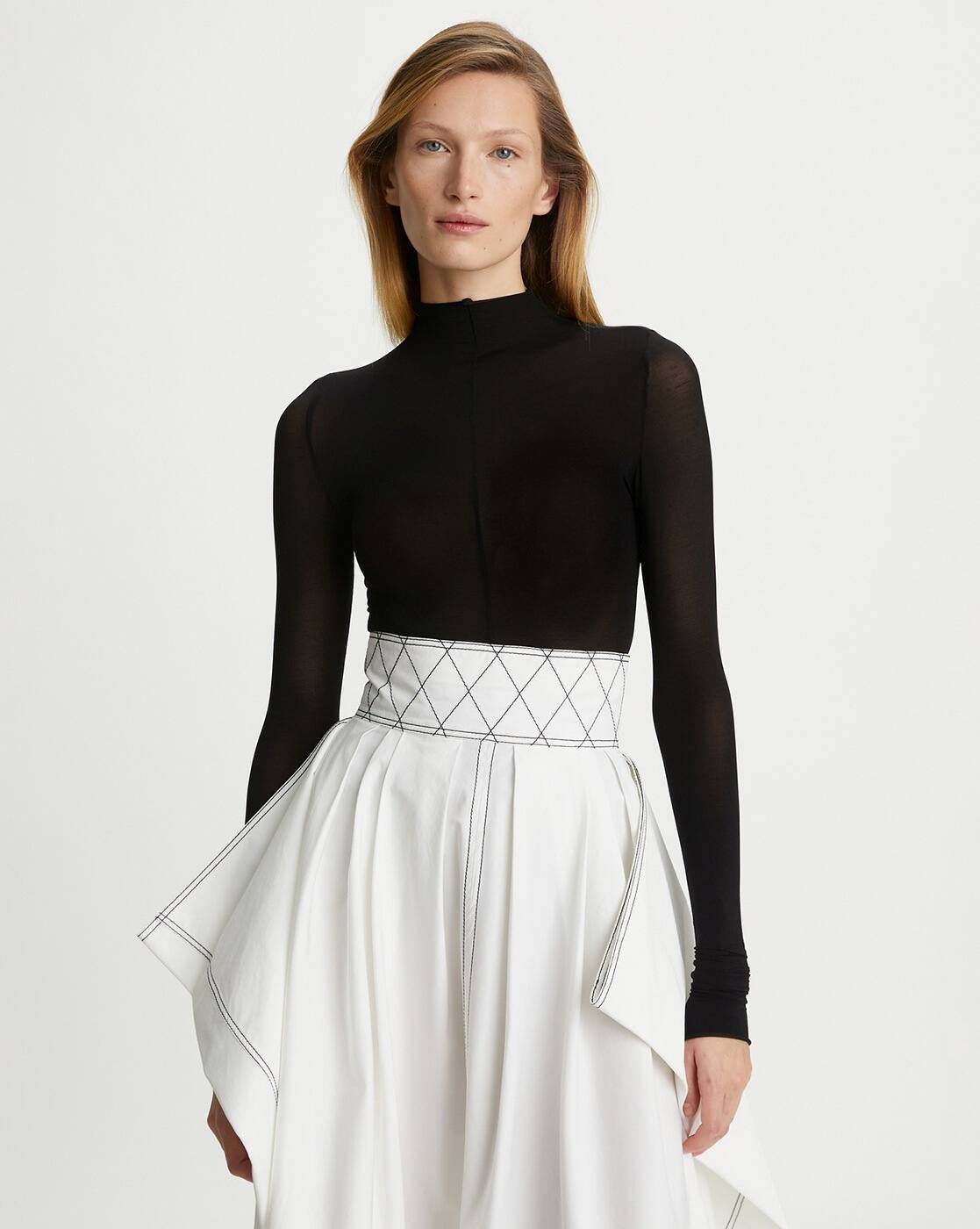 Buy Tory Burch Long-Sleeve Jersey Top | Black Color Women | AJIO LUXE