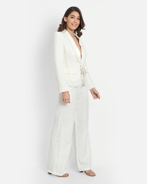 White  Gold Womens Linen Trouser Suit  African Clothing Store UK