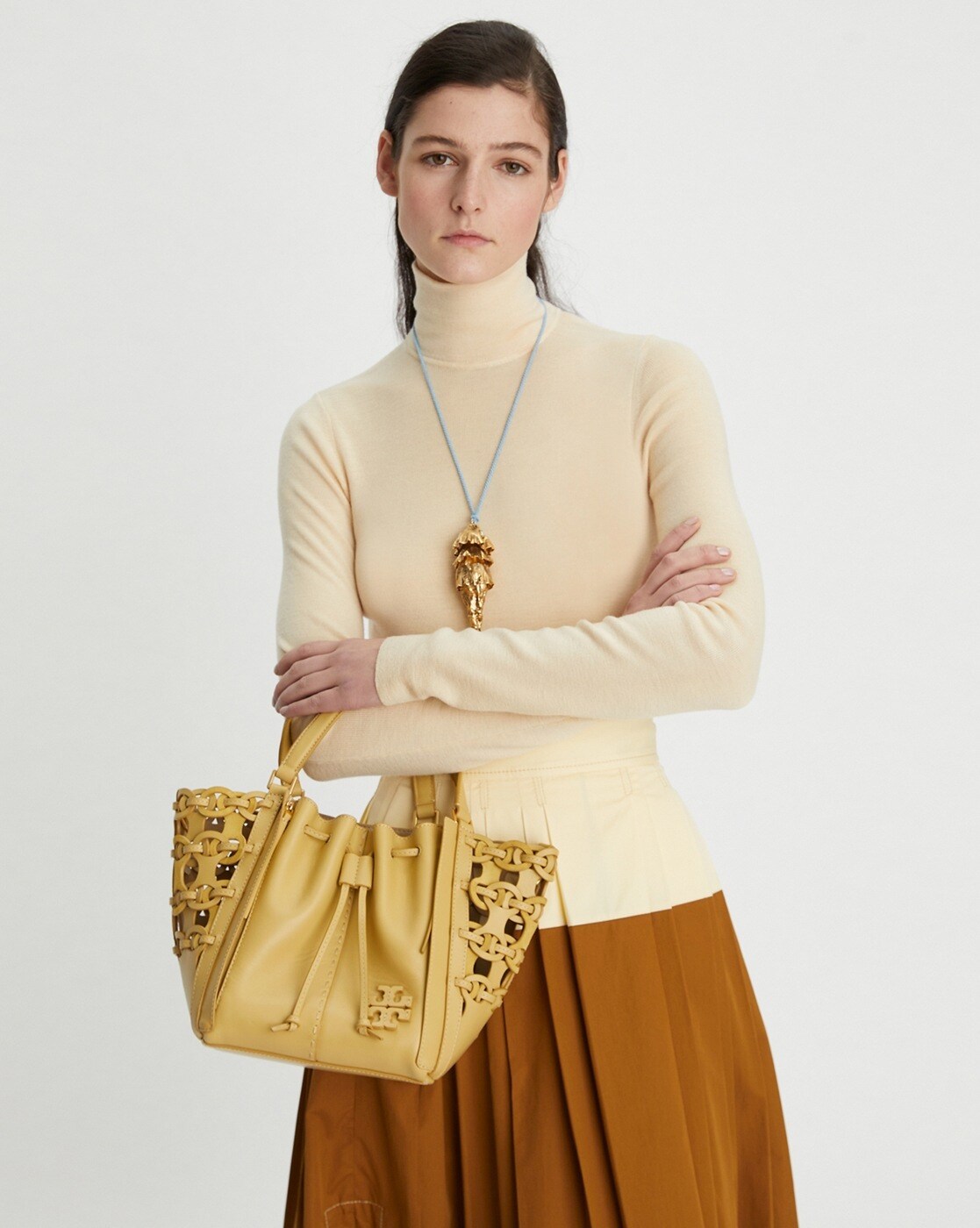 Tory Burch Cleo Raffia Punch Clutch Bag