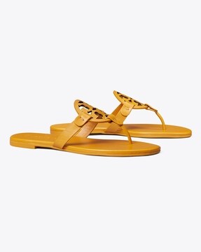 Buy Tory Burch Laser-Cut Miller Flat Sandals | Orange Citrine Color Women |  AJIO LUXE