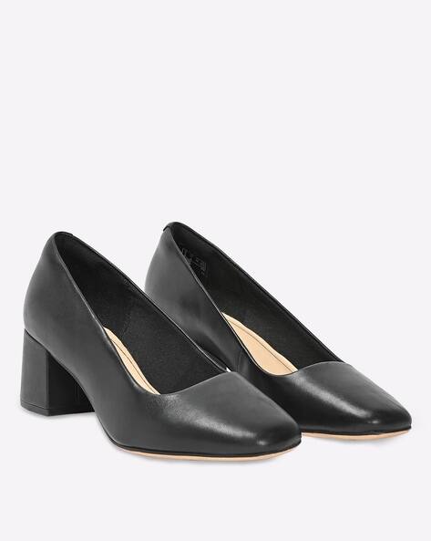 Leather Square-Toe Pumps