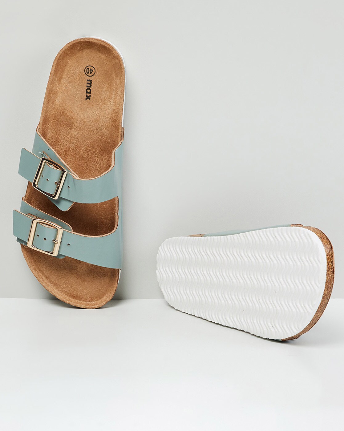 Ladies double buckle online sandals