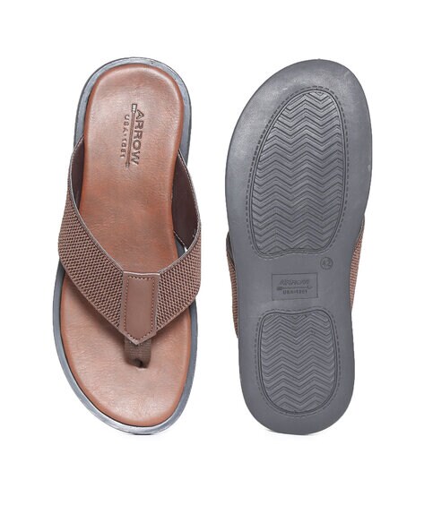 Buy Arrow Men Tan Dual Strap Leather Dugh Sandals - NNNOW.com