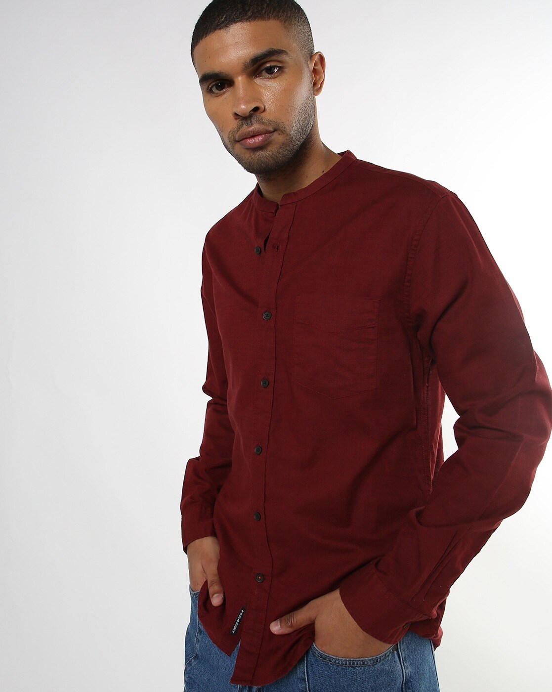 Allen solly chinese collar on sale shirts