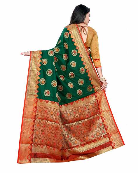 Red and Green Wedding Saree