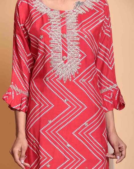 Striped A-line Kurta view 3