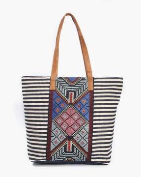 AVAASA Ikat Print Shoulder Bag For Women (Navy, OS)