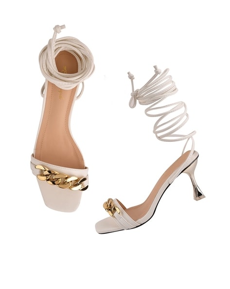 White strappy low heels new arrivals