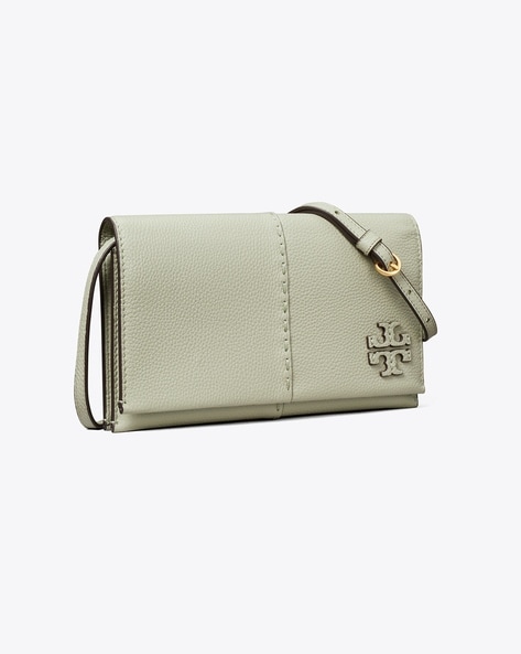 Buy Tory Burch Mcgraw Wallet with Crossbody Strap | Pine Frost Color Women  | AJIO LUXE