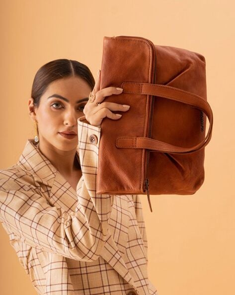 Handmade Agnes Suede Leather Tote Bag in Brown by ABURY