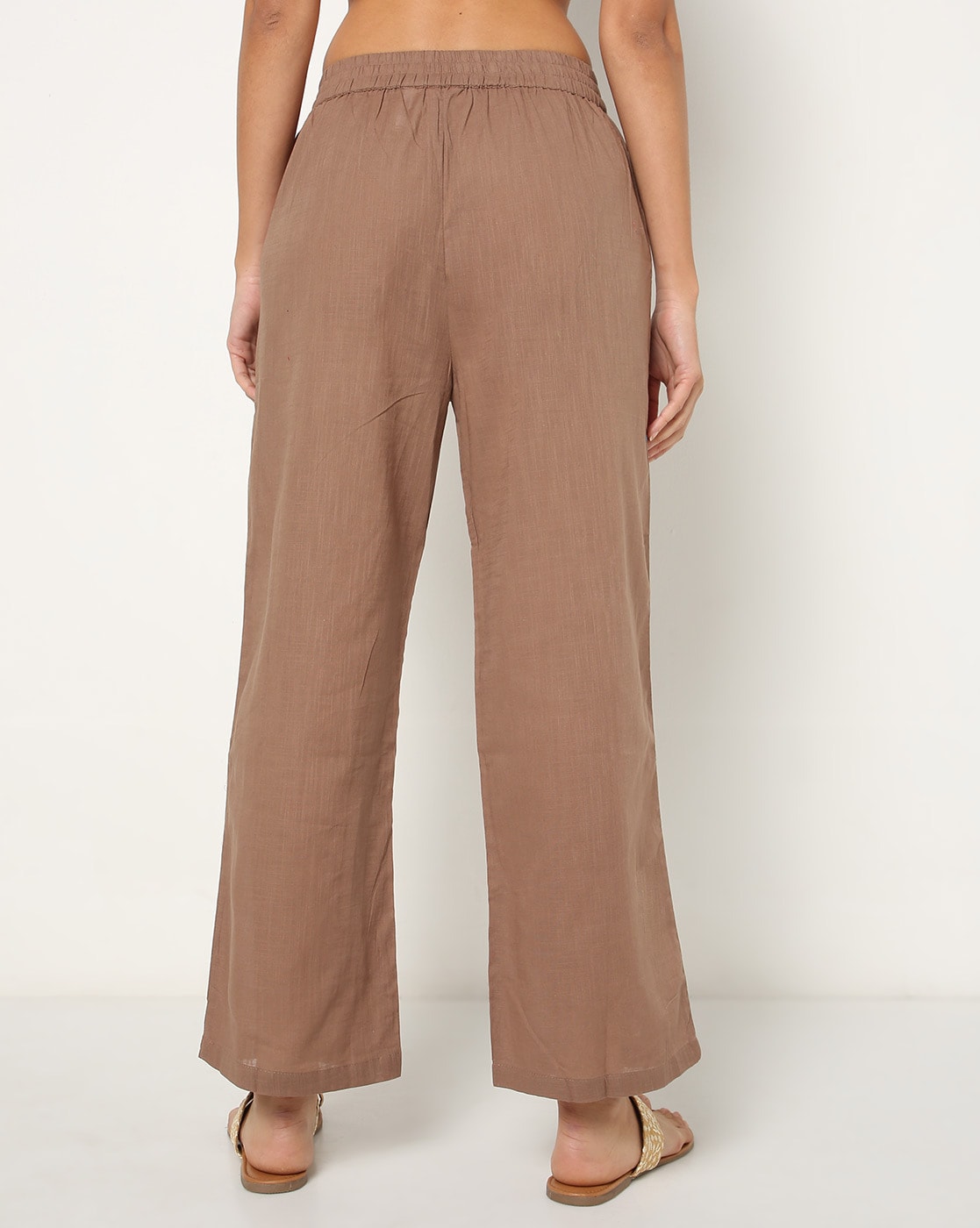 Buy Women's Straight Fit Linen Pants - Brown Online at the Best Price in  India - Loopify