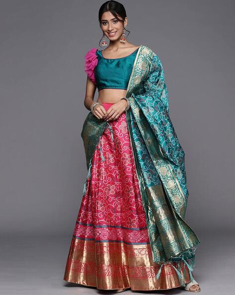 Rani Zari work Lehenga with Banarasi Dupatta – Halfsaree-studio