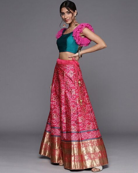 Buy Red Brocade Lehenga With Chiffon Choli Online - LSTV02233 | Andaaz  Fashion